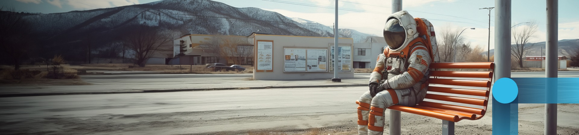 Astronaut at bus stop AI generated