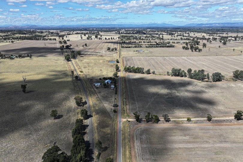 An aerial view of Goorambat East, Victoria, Australia, where the solar farm will be built