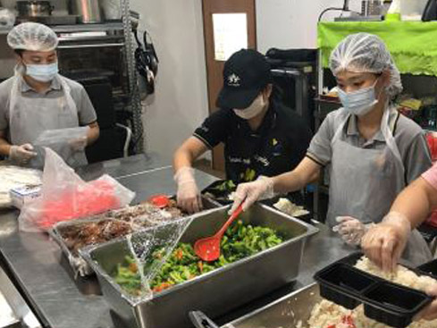 Helping hands in kitchen